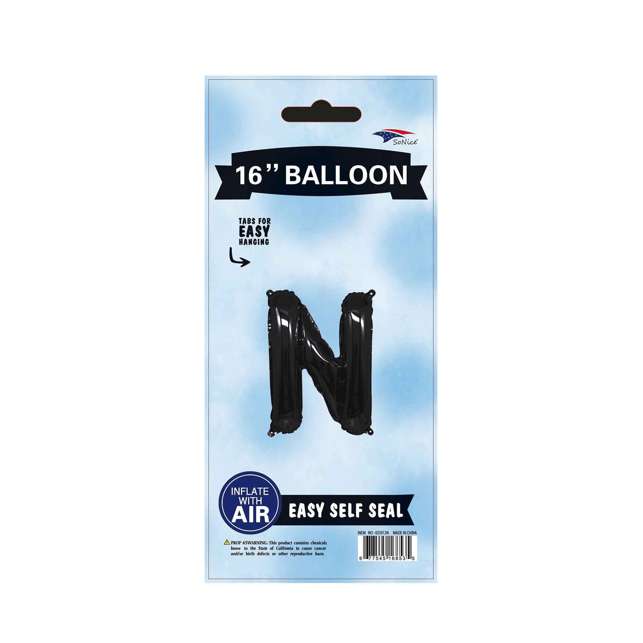 16"Foil Balloon Letter N Black